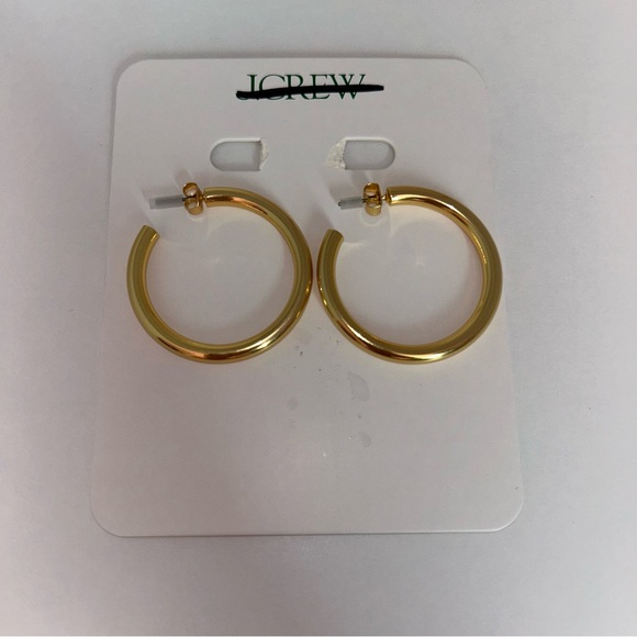 J. Crew Mini Tube Hoop Earrings In Matte Gold NEW - Picture 2 of 5
